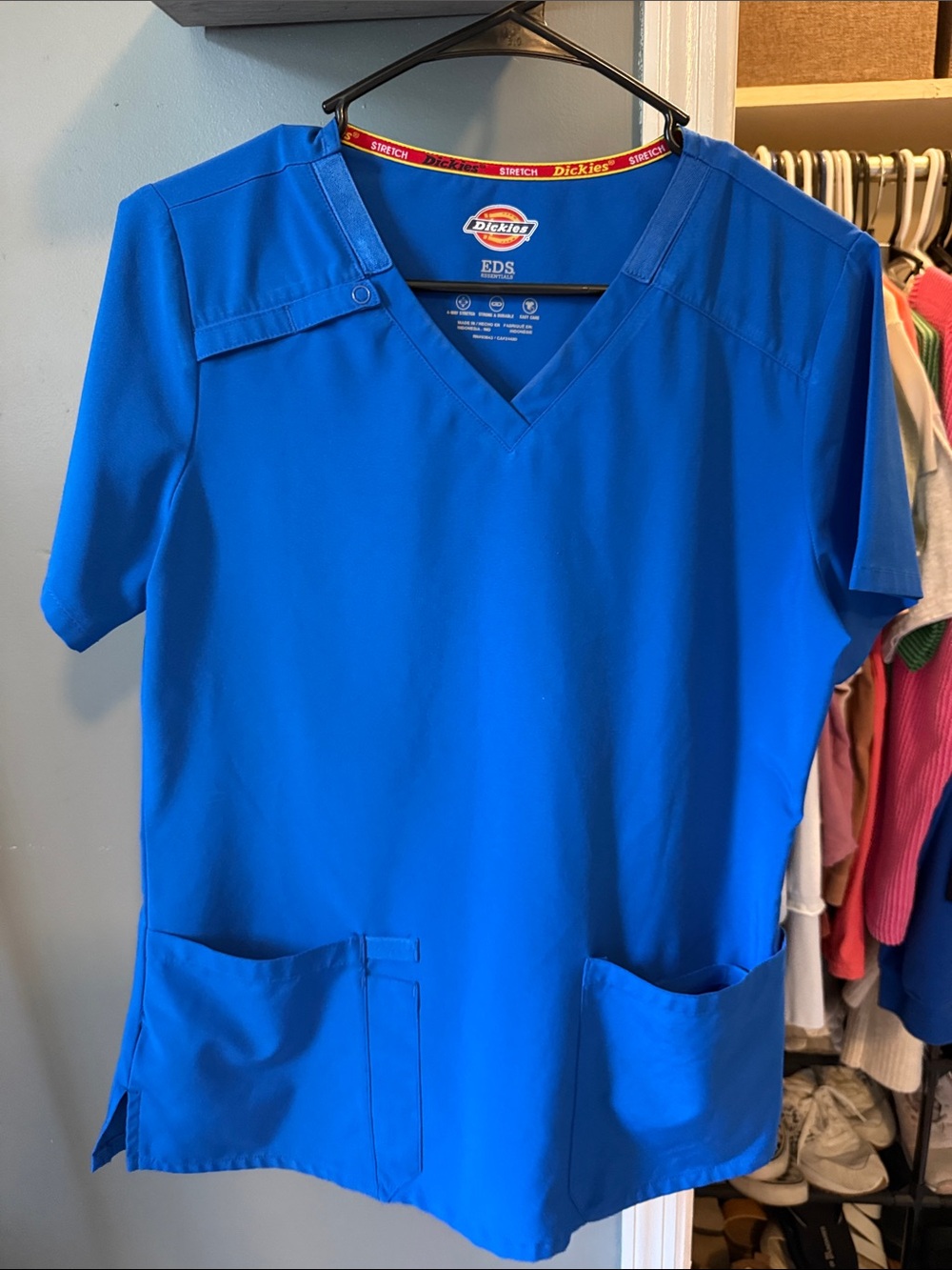 Dickies Bright Blue V-Neck Medical Scrub Top